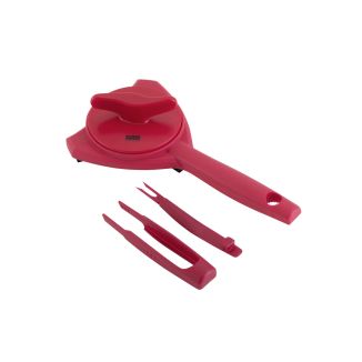 Jar Opener with Fork & Tongs - Red