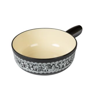 Fondue pot induction cast iron black Swiss National Day Ø 24 cm