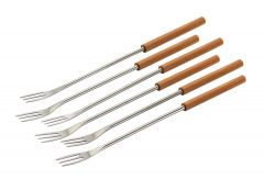 Cheese & Meat fondue forks cherry wood 6pcs